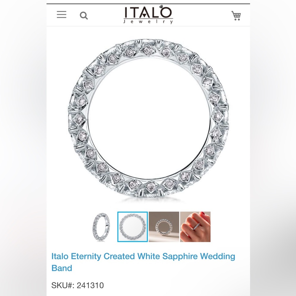 Italo Eternity Created White Sapphire Wedding Band Size 5 3/4 Brand New